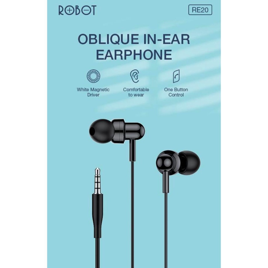 ROBOT EARPHONE RE20 OBLIQUE IN-EAR DEEP BASS ULTRA LIGHT WIRED