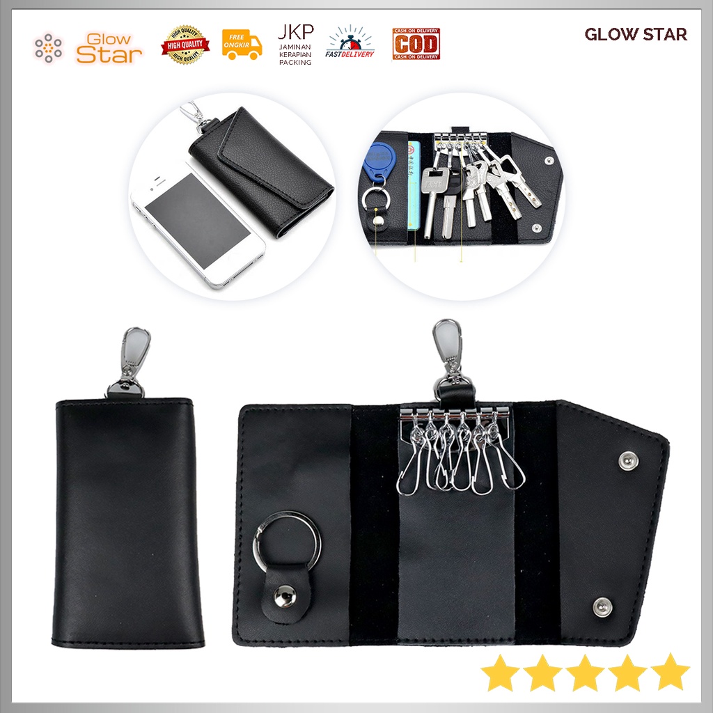 Dompet Gantungan Kunci Wadah STNK Kartu SIM Mobil Purse Fashion - Black