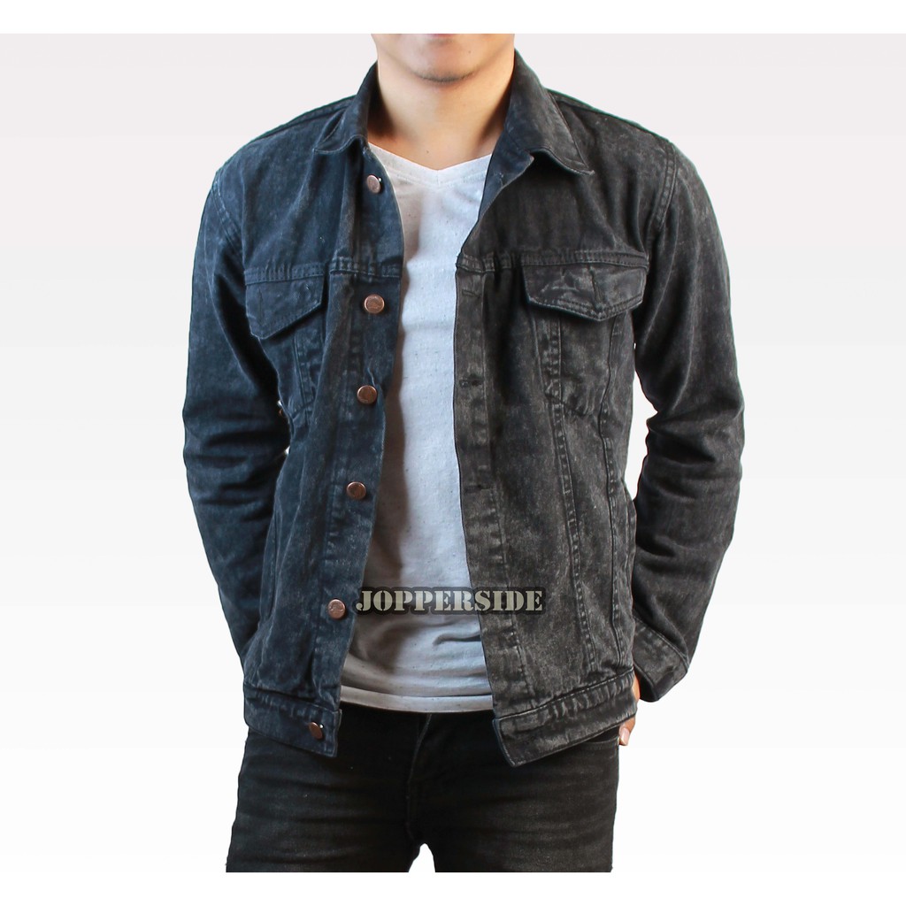 JOPPERSIDE JAKET JACKET JEANS DENIM ASLI ORIGINAL DISTRO PRIA PREMIUM SLIMFIT HITAM WASH J15