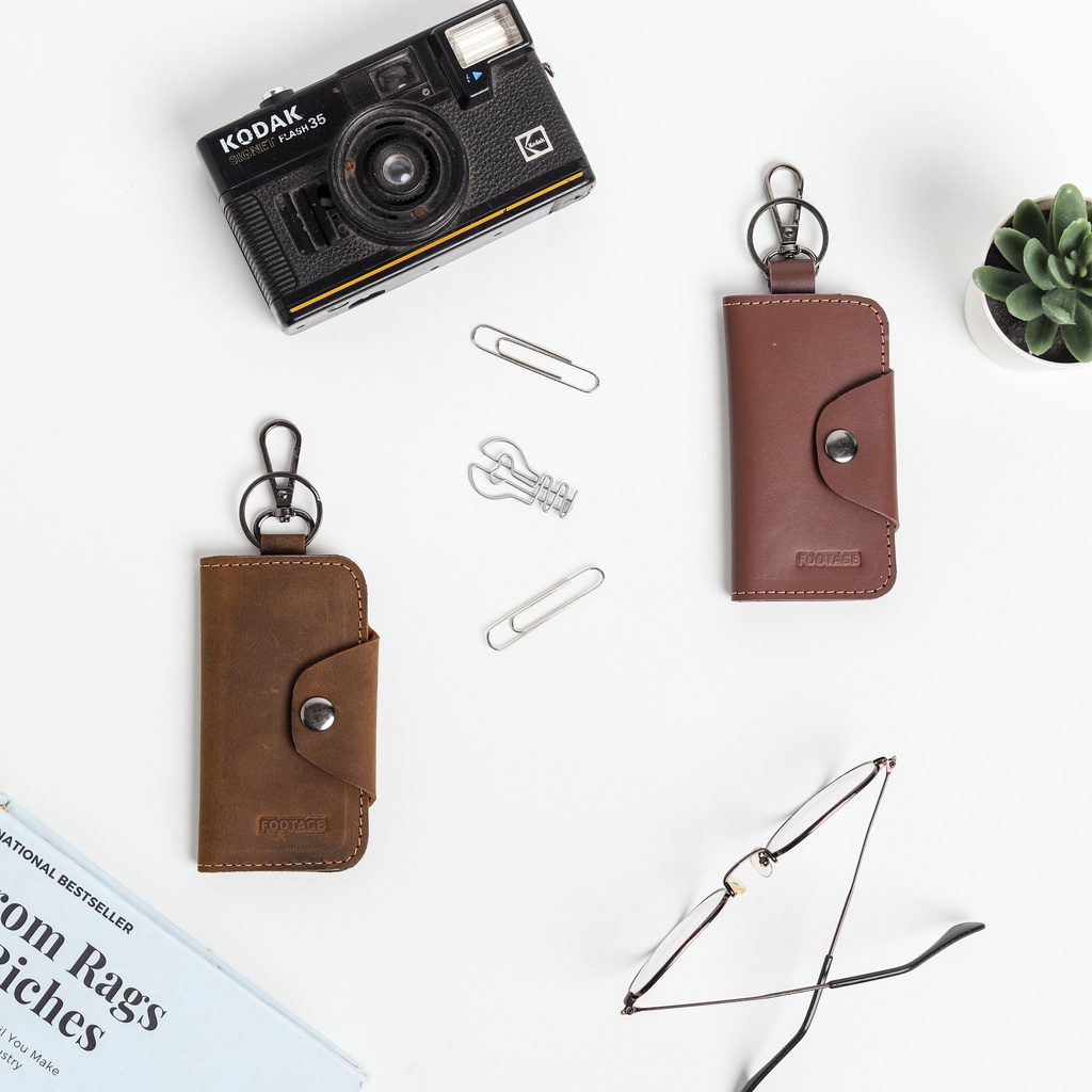 Gantungan Kunci Motor Mobil Dompet STNK Kulit Asli Universal Keychain Premium Original Footage GK-10 Brown Series