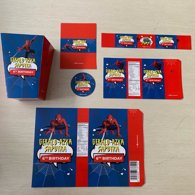 

Spiderman label pocky aqua stiker puding standing flag