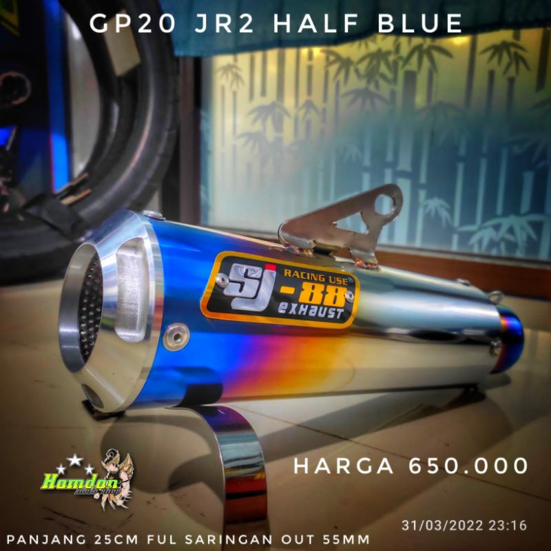 Silincer / Knalpot SJ-88 GP20 JR2 Panjang 25cm Half Blue