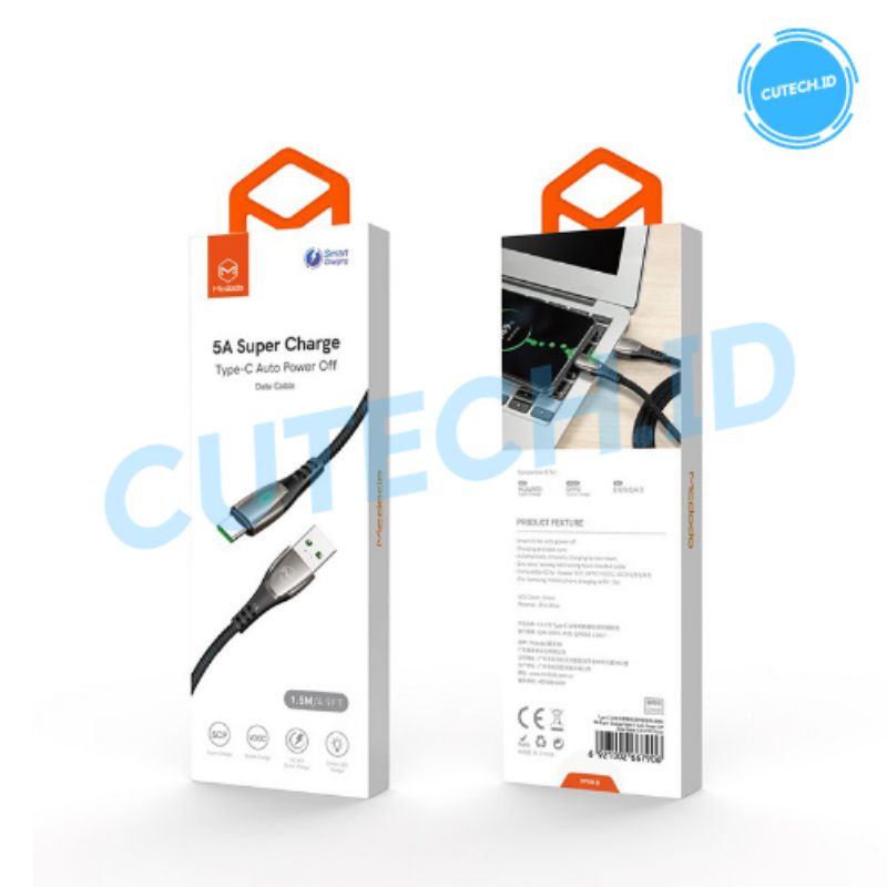 MCDODO KABEL DATA TYPE C AUTO DISCONNECT 1,5M 5A SUPER CHARGER VOOC