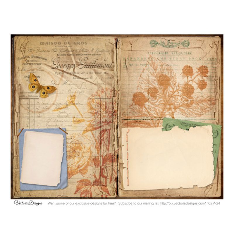 A4 kertas scrapbook motif vintage kit paper album deco diy background journal aesthetic diary