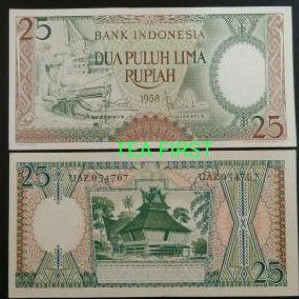 UANG KUNO 25 RUPIAH SERI PEKERJA  1958 GRESS