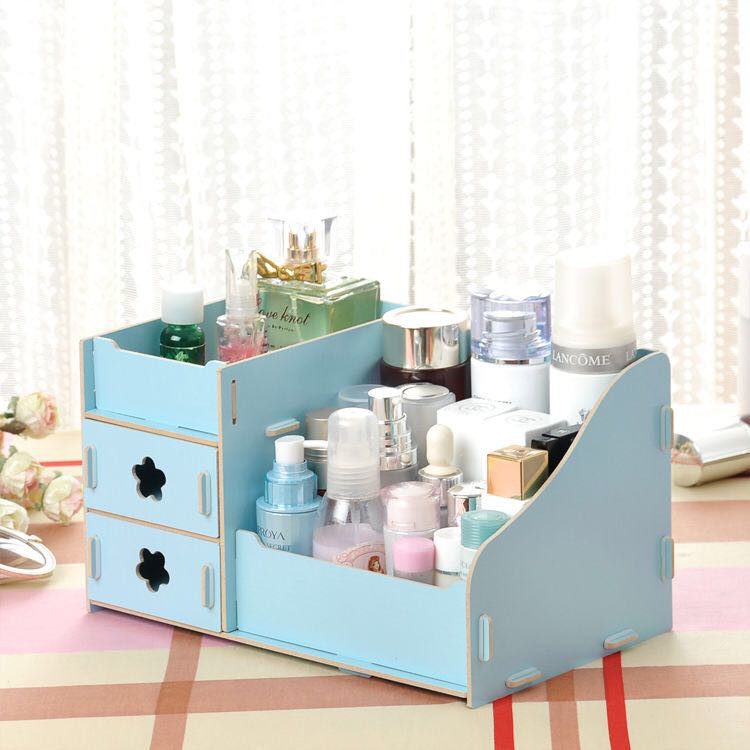 RAK KOSMETIK BAHAN KAYU DESKTOP STORAGE UKURAN BESAR 36 x 21 x 18 CM