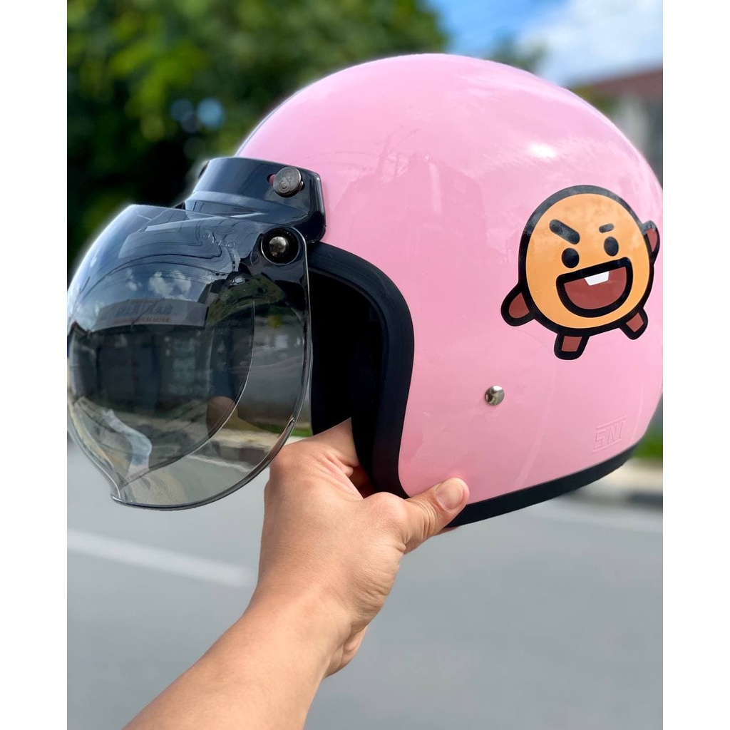 Helm Bogo Retro Dewasa Edisi Bts Full Leher Wanita Pria Sni