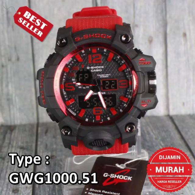 PALING MURAH  G-Shock Casio Mudmaster GWG1000 Full Merah Red jam tangan digital pria & anak