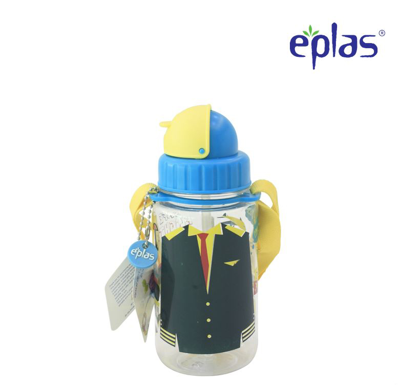 EPLAS Kids Water Bottle With Straw & Strip (350ml), Water Tumbler, Botol Air, BPA Free, Tritan