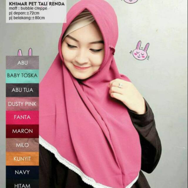 Khimar pet tali renda | halifa hijab