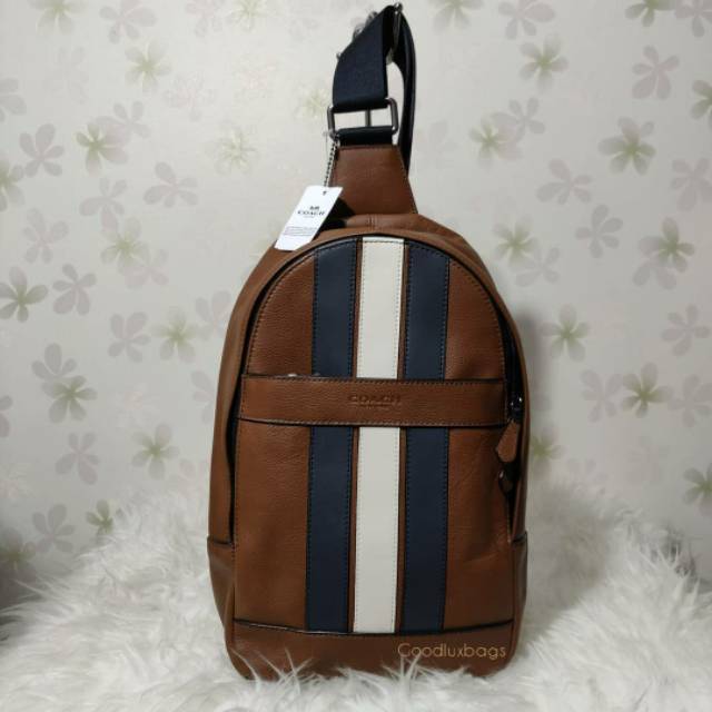 ORIGINAL Tas Pria Coach Charles Sling Pack Bag Polgan Saddle Varsity