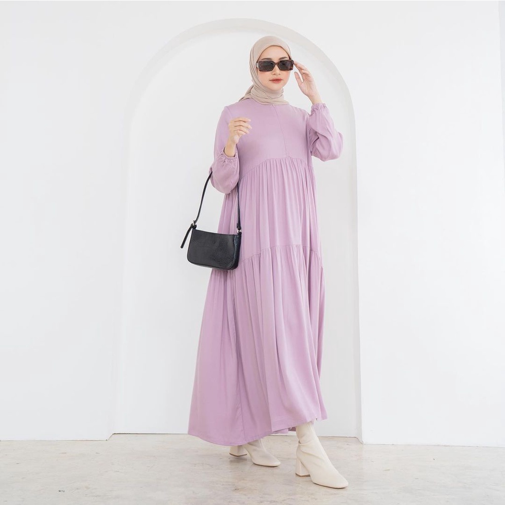 Nara -Pakaian Muslim - Gamis Rayon Polos - Gamis Dress Terbaru - Busui Friendly Bu-4