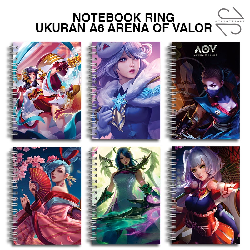 

(BELI 6 DAPAT GRATIS 1)Buku Tulis Catatan buku notebook buku diary Notebook Ring Spiral A6 60 Lembar koleksi gambar AOV PART2