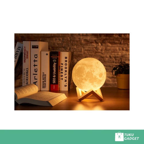 Lampu Tidur Aesthetic Bulan 3D Printed Moon Night Light Lamp