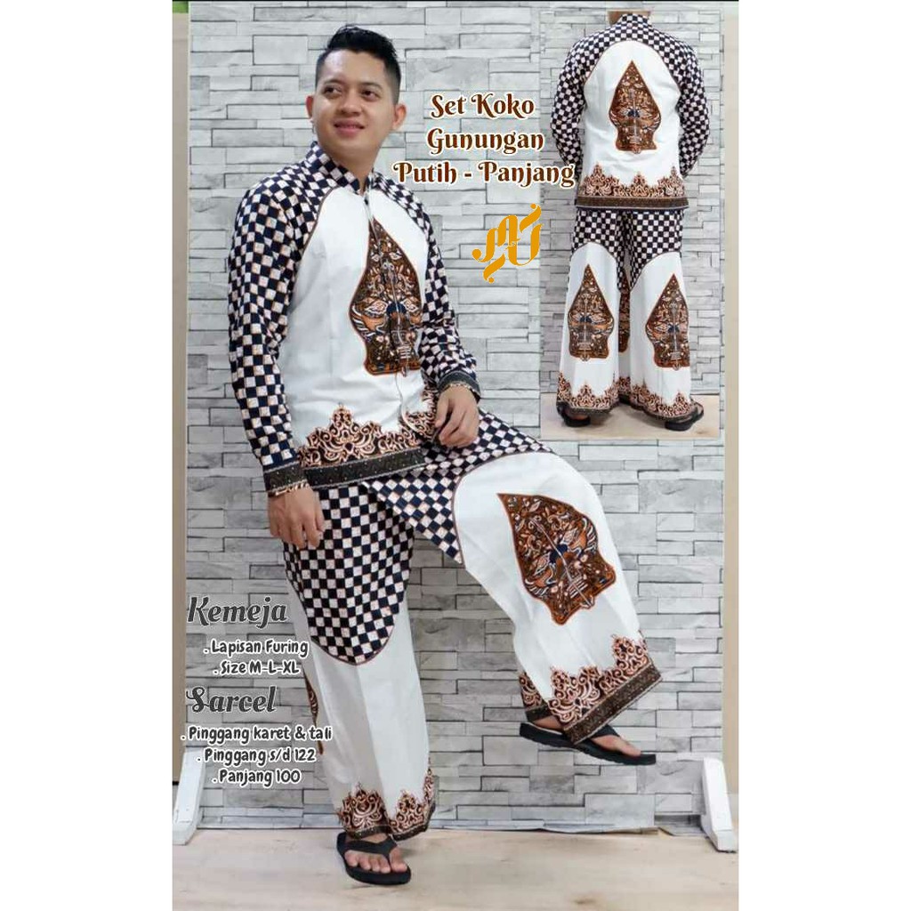 Batik Solo Set Koko Gunungan Putih Panjang Mukti Utomo 280.000