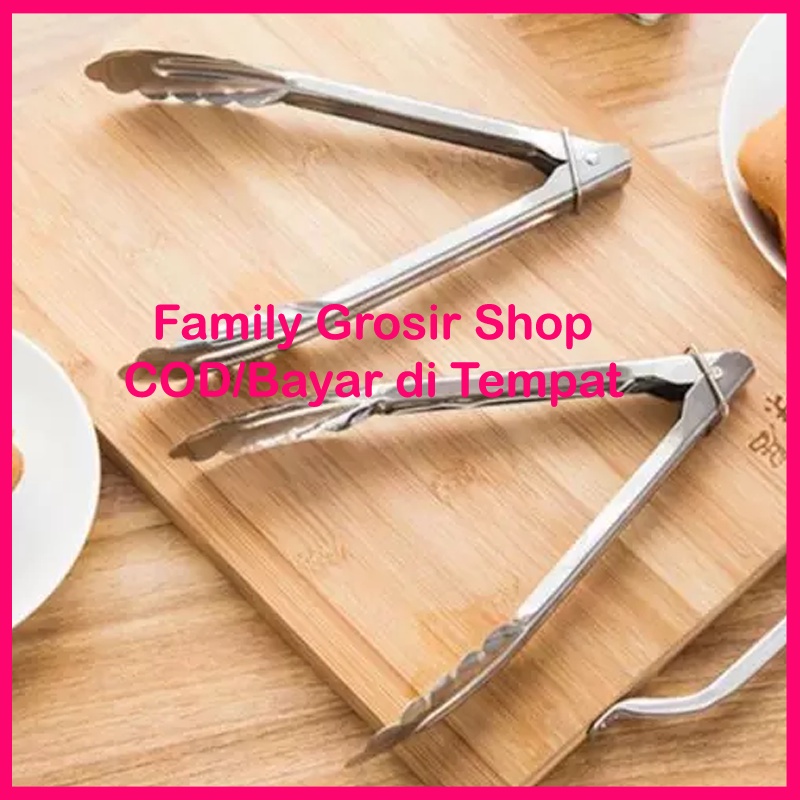 Tongs Capitan Stainless 15/18/22,5/38cm Jepitan Gorengan Penjepit Makanan Capitan Kue Capitan Es Batu