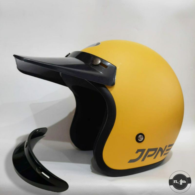 HELM BOGO JPN Retro Pet Panjang | Pendek kuning doff