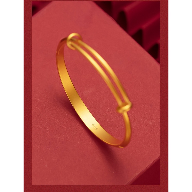 Gelang Bangle Bentuk Segitiga Bahan Sand Gold Plated Emas Asli Kadar 375 Untuk Wanita