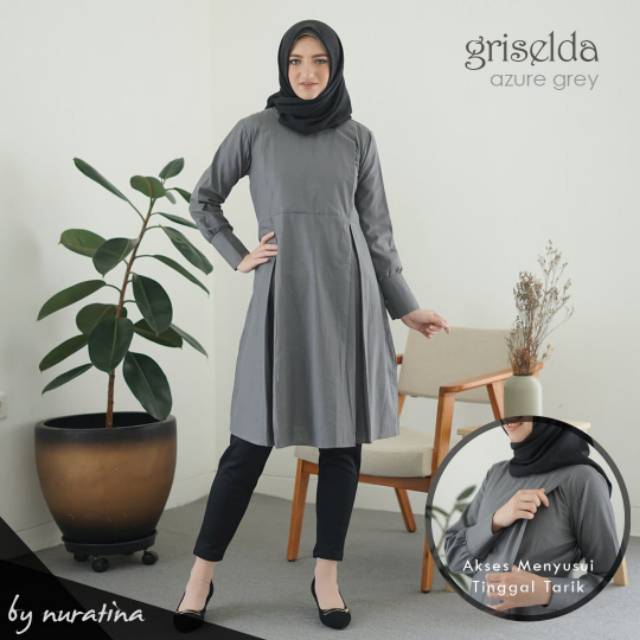 Tunik menyusui Griselda - Azure Grey
