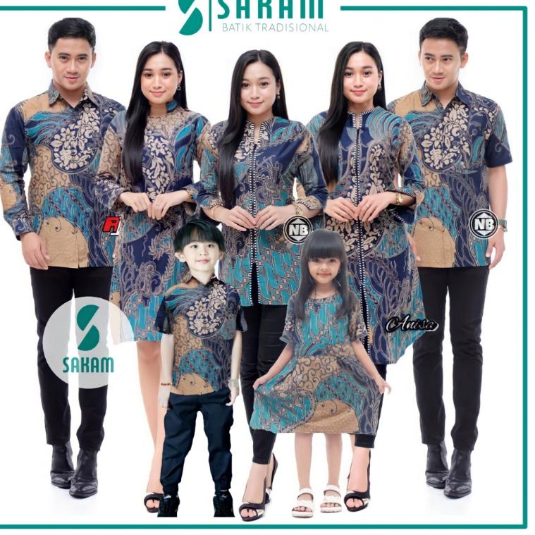 [KODE QID8L] Baju Couple Set Pakaian Batik Sarimbit Keluarga Kondangan Gamis Kemeja Blouse Hem Tunik