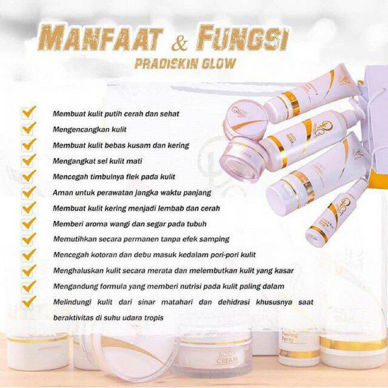 PEMUTIH BADAN PAKET LENGKAP PRADISKIN GLOW BPOM ORIGINAL