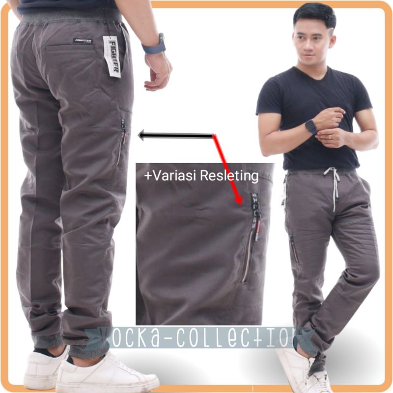 Celana Panjang Pria Outdoor Sporty Joger Chino pinggang karet bahan Tebal kualitas Premium Vocka