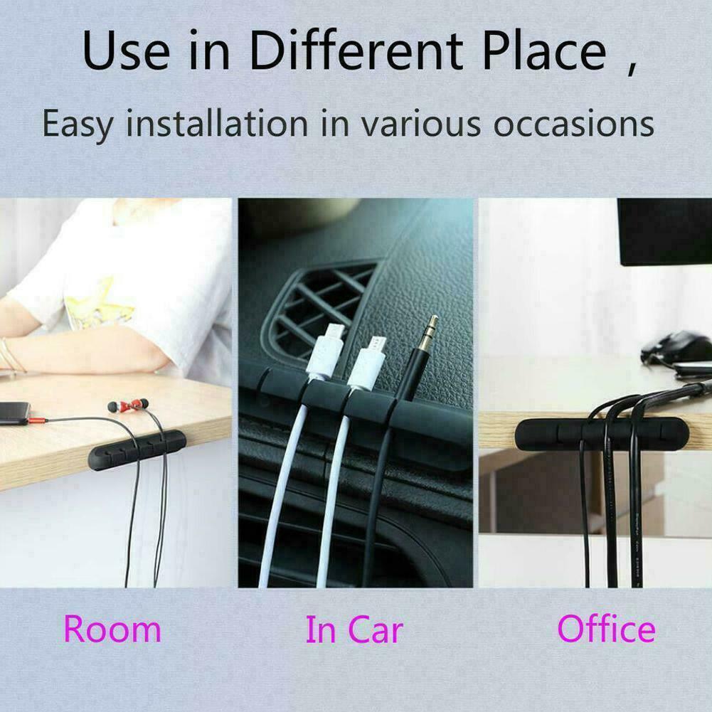 Cable Organizer Silicone USB Cable Winder Desktop Tidy Management Clips Cable Holder