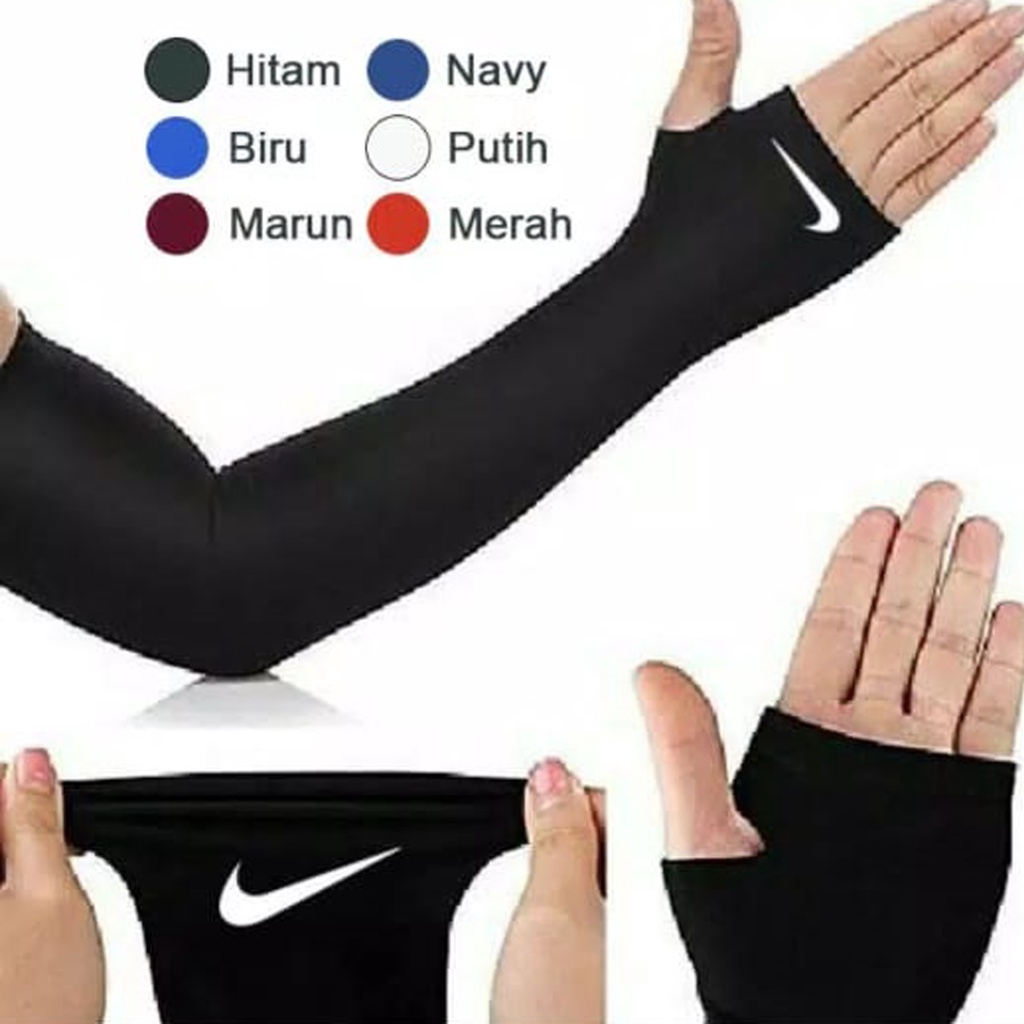 Manset Tangan Thumhole Sport Pria Wanita / Baselayer Tangan Lubang Jari Olahraga / Manset Bersepedah Running Bermotor Gym Voly Football Futsal Yoga Zumba Senam