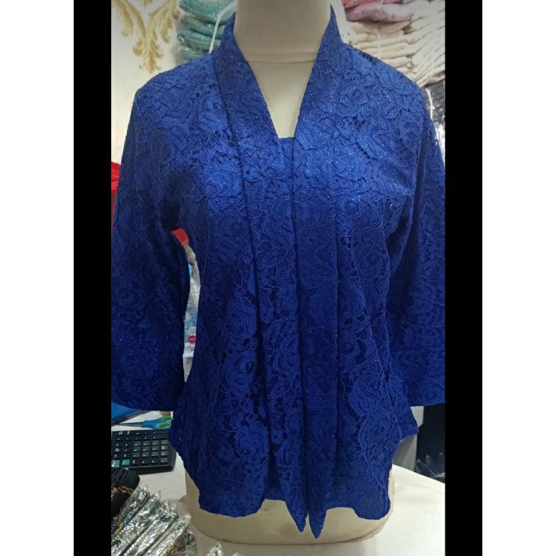 ATASAN KEBAYA WANITA MODERN NAVY BROKAT ADA JUMBO XXL