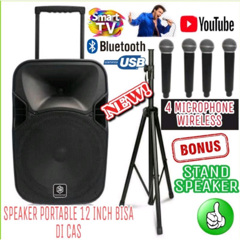 Jual Speaker Portable 3R Audio 12inch bisa untuk karaoke di smart TV
