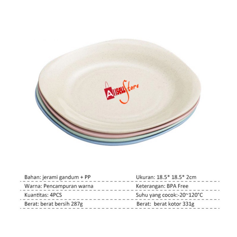 ( BISA COD ) PROMO PIRING MAKAN / PIRING MICROWAVE TAHAN PANAS / PIRING SAJI 1pcs / PIRING SAJI 4pcs / PIRING SAJI 6pcs / PIRING NASI / WHEAT STRAW / FOOD GRADE / BPA FREE / PIRING NASI 18 CM / PIRING WARNA WARNI / PIRING OVAL