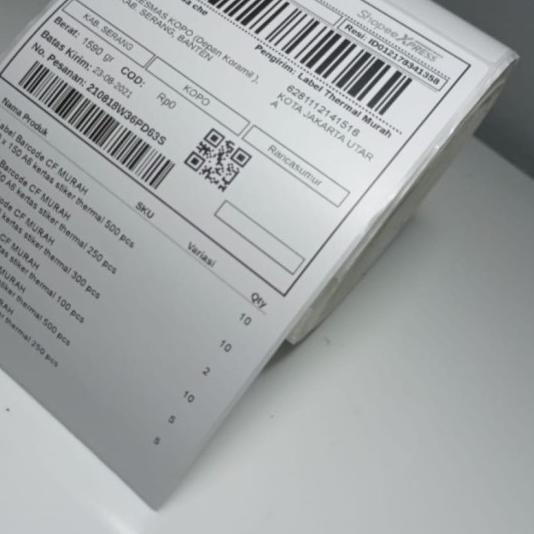 

❃ LABEL BARE CF MURAH 100x150 A6 KERTAS STICKER THERMAL- ROLL 500 PCS ❀