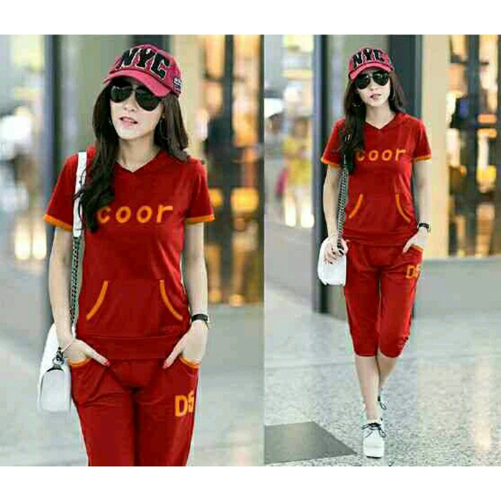 SET COOR setelan sport kaos dan celana per8 wanita bagus murah terlaris harga grosir model terbaru