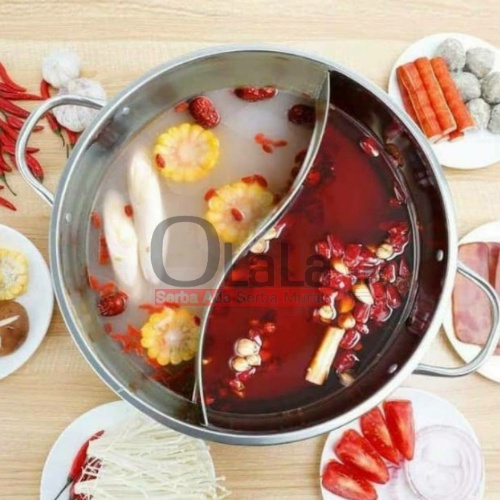 PANCI HOTPOT SEKAT STAINLESS POT SUKI SHABU KUAH SUP STEAMBOAT 2 RASA FLAVOUR CH-4513