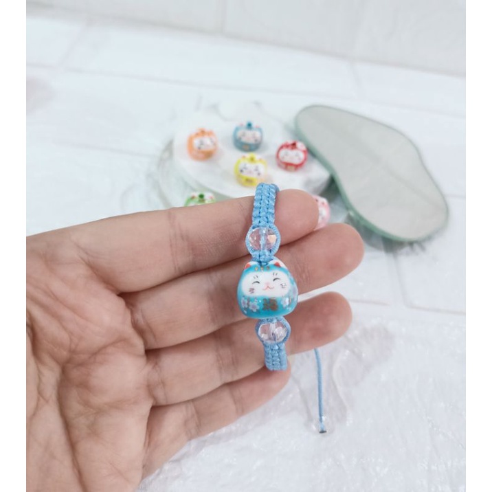 gelang kucing hoki / gelang lucky cat / bracelet lucky cat / gelang handmade / lucky cat gelang tali