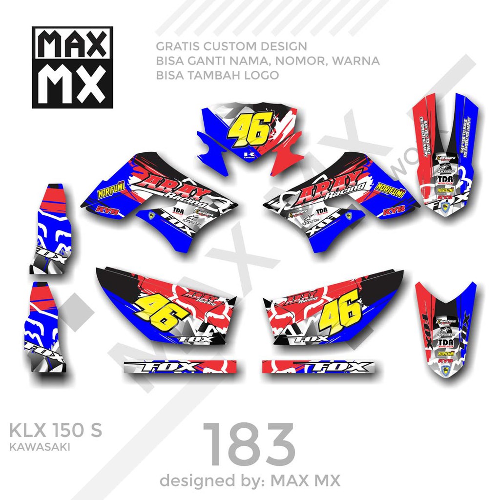MX-01183 decal klx 150 biru merah road race