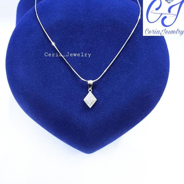 R63W Kalung Perak Wanita Asli  925 Lapis Emas Putih Liontin Mata- Perhiasan Perak Wanita LLZ