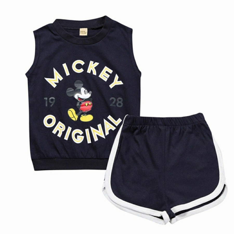 Mickey Mouse Sleeveless Set Unisex setelan anak balita Mickey Mouse