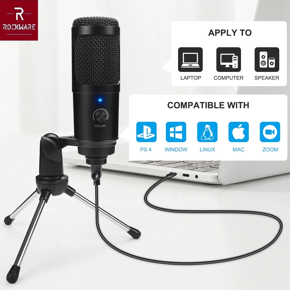 ROCKWARE RW-UCM02 - Professional USB Condenser Studio Microphone