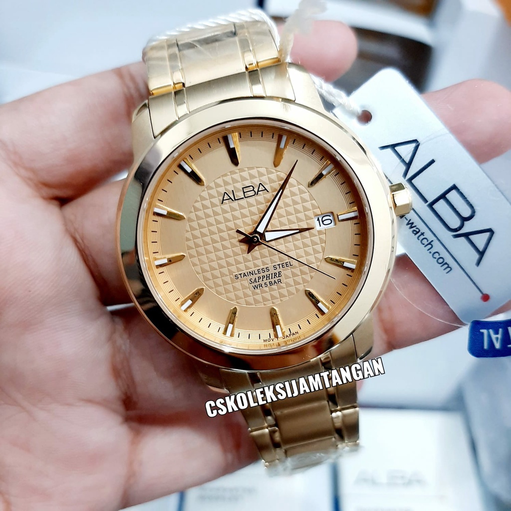 JAM TANGAN PRIA ALBA AS9060X1 AS9060 SAPPHIRE GOLD ORIGINAL BERGARANSI