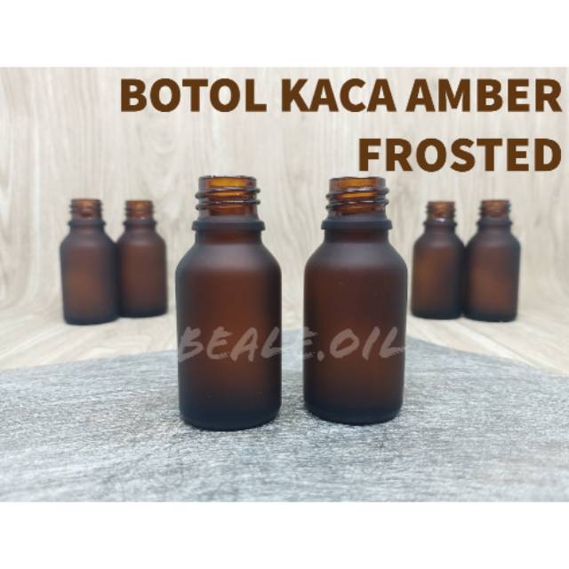 Botol Kaca Amber Frost Doff Coklat 15ml - Botol Coklat Frosted botol untuk essential oil