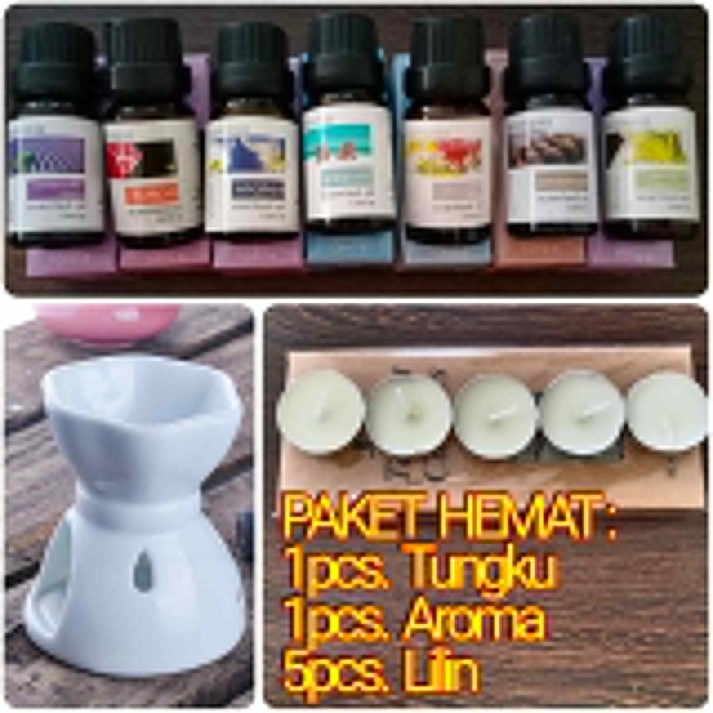 PAKET HEMAT E ( 1PCS AROMATHERAPY &amp; TUNGKU + 5 PCS LILIN)