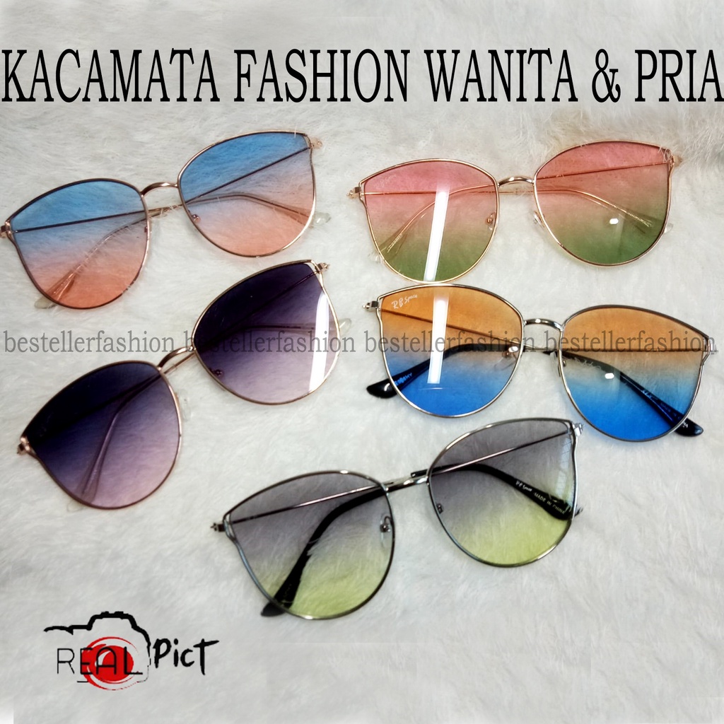 TERBARU! Kacamata Fashion Wanita Pria Kaca mata Gradasi Warna Warni Kacamata Unisex Fashion Gaya Santai Anti UV Gradasi Warna Korean Import