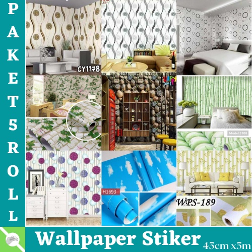 PROMO MENARIK - PAKET 5ROLL WALLPAPER STIKER DINDING BAHAN PVC PREMIUM HIGH QUALITY MOTIF ALL BEST SELLER !!! ( BUY 4 GET 1 FREE ) BISA COD Boy_wallpaper