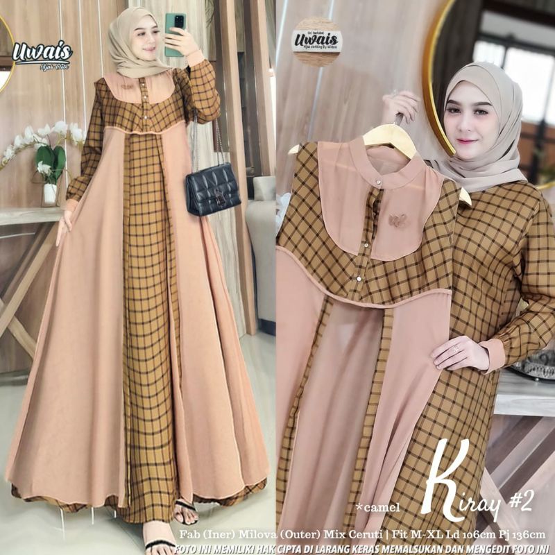 Gamis Terbaru Kekinian, Long Dress Wanita Muslimah Terbaru 2021 KIRAY #2 / AQILA by UWAIS Original