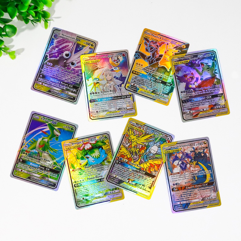 100pcs / Kotak Kartu Pikachu GX Bahasa Inggris Untuk Latihan Perang