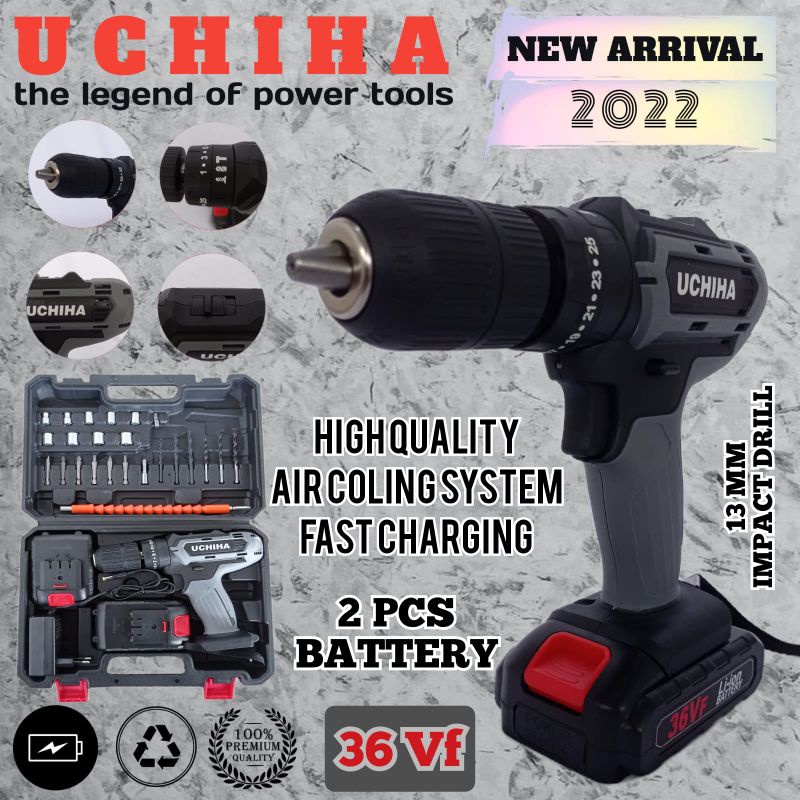 Promo Mesin Bor Baterai 36v Uchiha  Impact drill Cordless