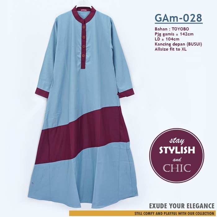 Gamis Polos Kombinasi bahan Toyobo kode GAm