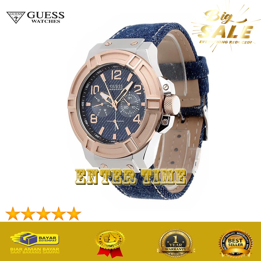 NEW ARRIVAL  JAM TANGAN PRIA TERBARU MERK GUESS W0040G6 LEATHER STRAP JAM TANGAN PRIA KEREN BEST EDI