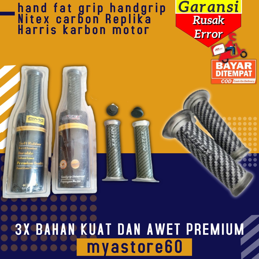 Hand Fat Grip Handgrip Handfat Sarung Stang Nitex Carbon Replika Harris Karbon Semua Motor Universal